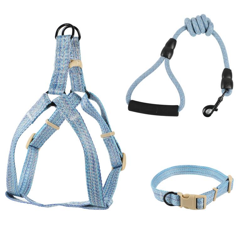 Three-piece Set Of Pet Dog Chest Strap Vest Dog Leash Explosion-proof Collar Outdoor Supplies Small Dog Walking Leash