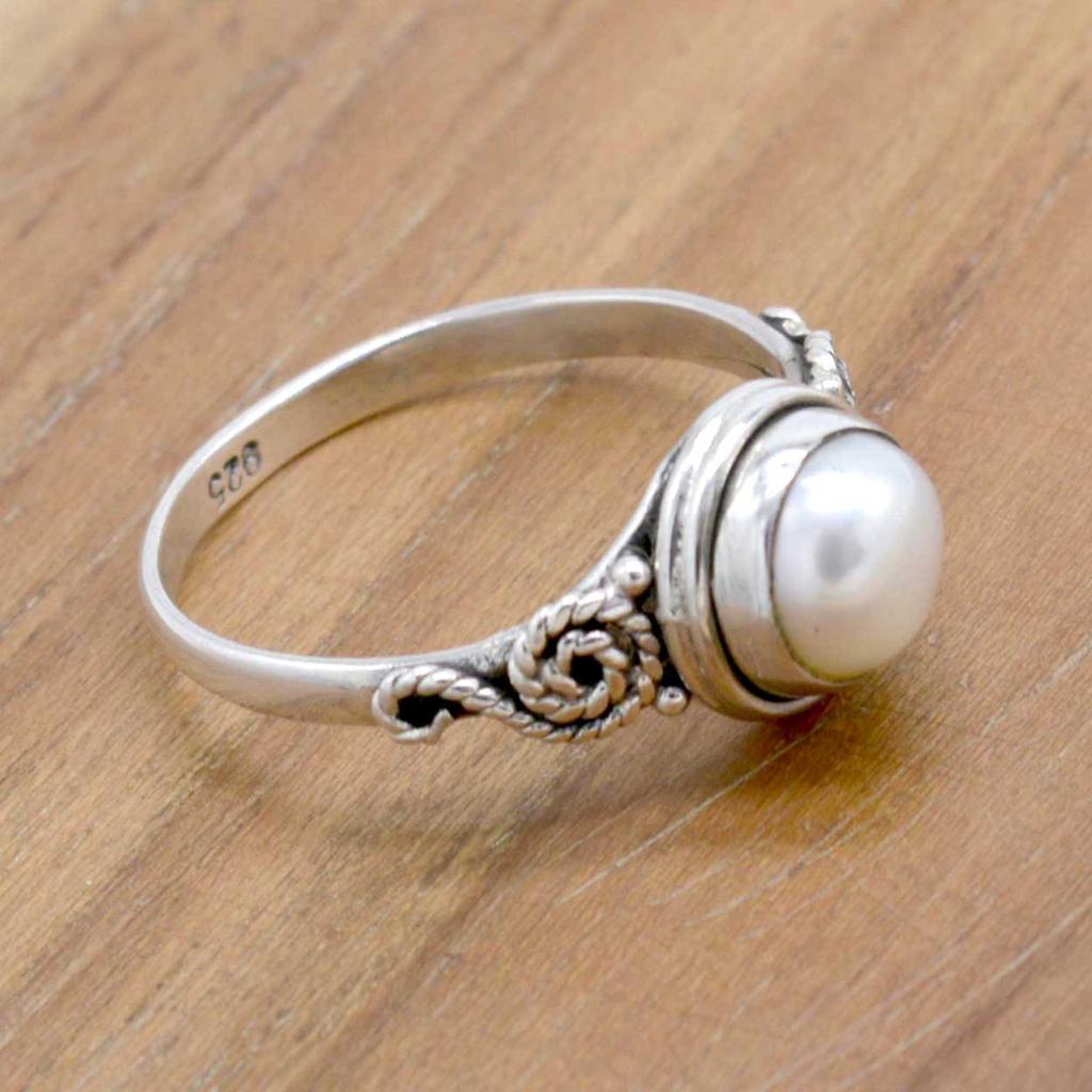 Кольцо из стерлингового серебра 925 пробы с жемчугом, кольцо ручной работы с натуральным жемчугом