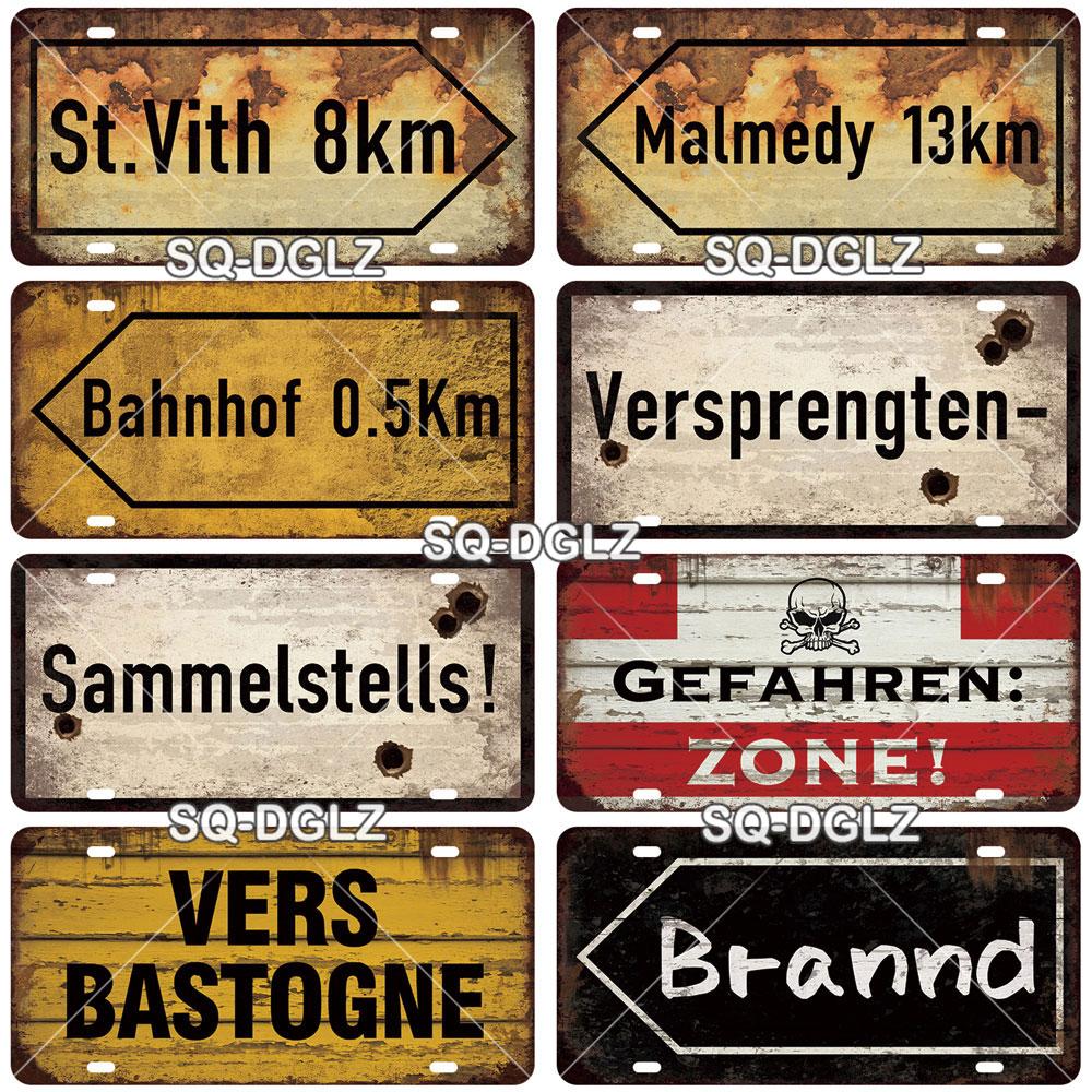SQ-DGLZ Minen German Road License Plate Warning Tin Sign State Wall Decoration Metal Sign Home Decor Painting Plaques Art Poster