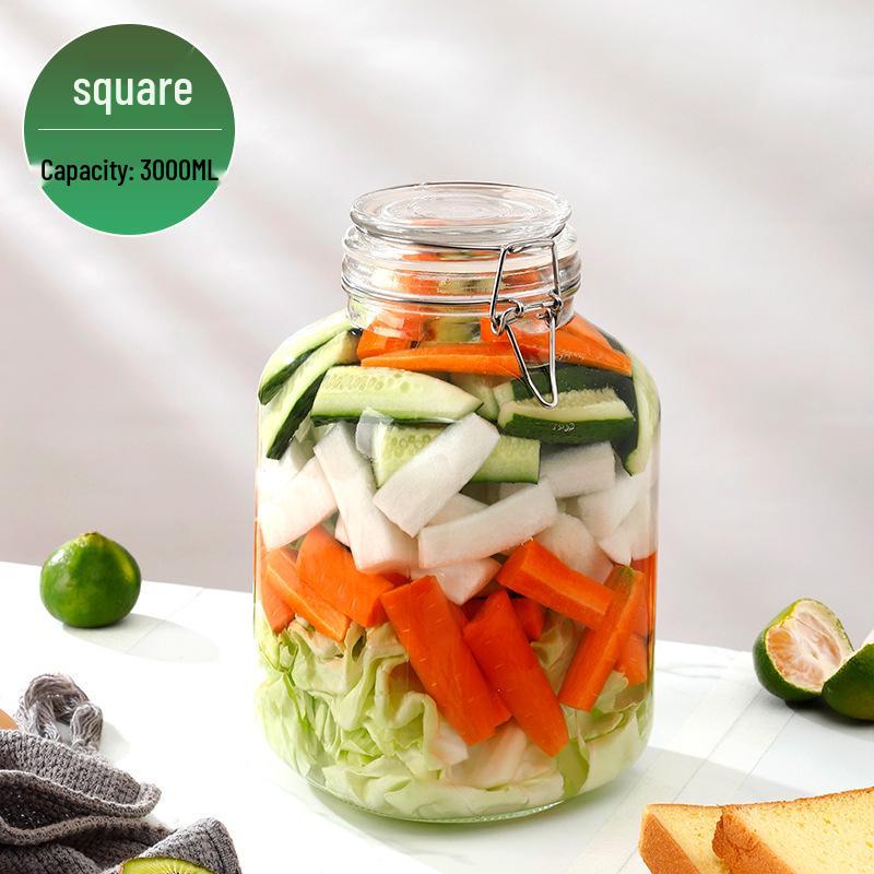 Стеклянная банка для хранения с прозрачной защелкой для кухни, герметичный контейнер пищевого качества для круп