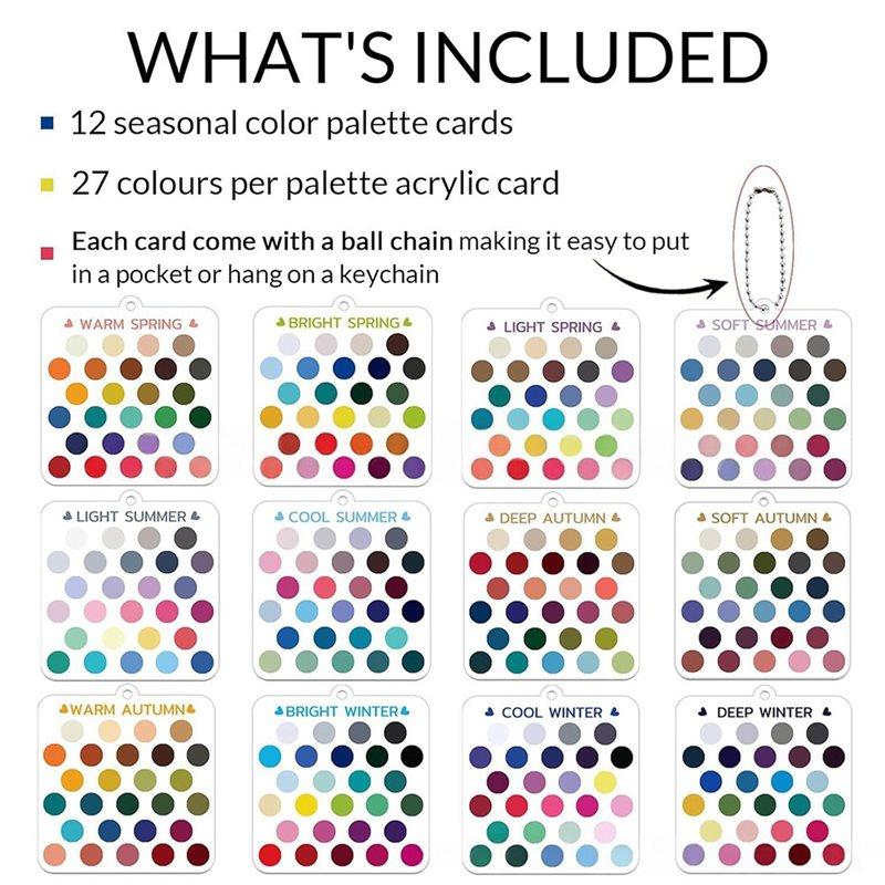 A95D-Season Color Palette Cards Clear Acrylic Season Color Analysis Swatches Keychain Color Matching Guide For Styling,Outfits,M