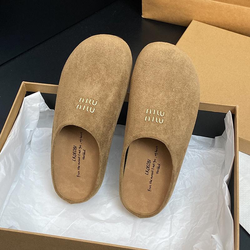 Модные CRLAYDK Женские Стельки Удобные Шлепанцы Мюли Домашние Тапочки Женские Замшевые Кожаные Без Задника Повседневные Уличные Туфли для Ходьбы