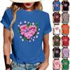 Women's Fashionable Round Neck Casual Retro Print Short Sleeved T-shirt Top