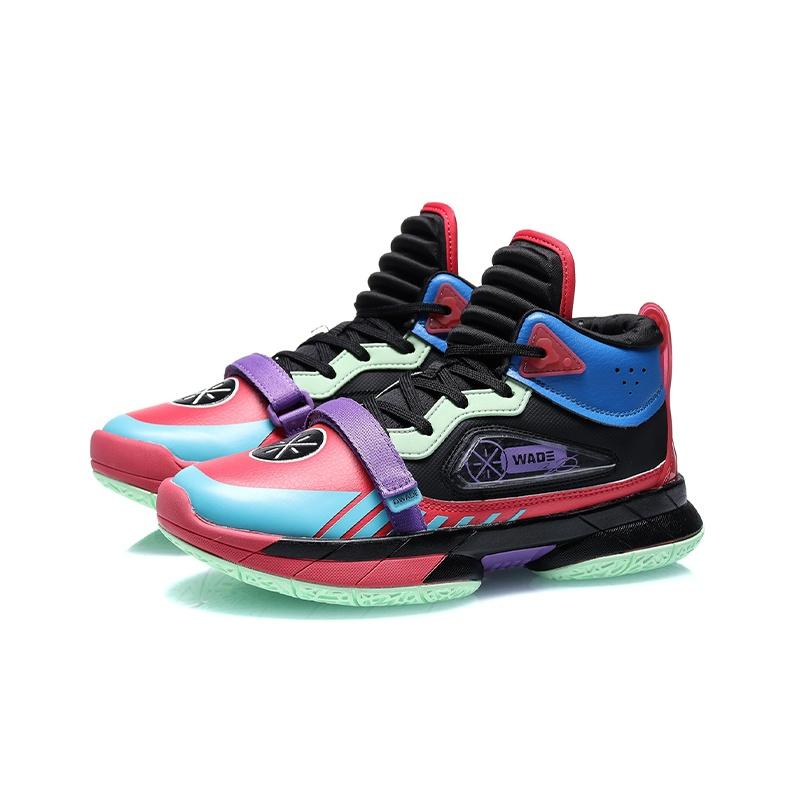 Li Ning Kids Mid-Top Basketball Shoes Kids Sneaker Red Black YKBQ054-3