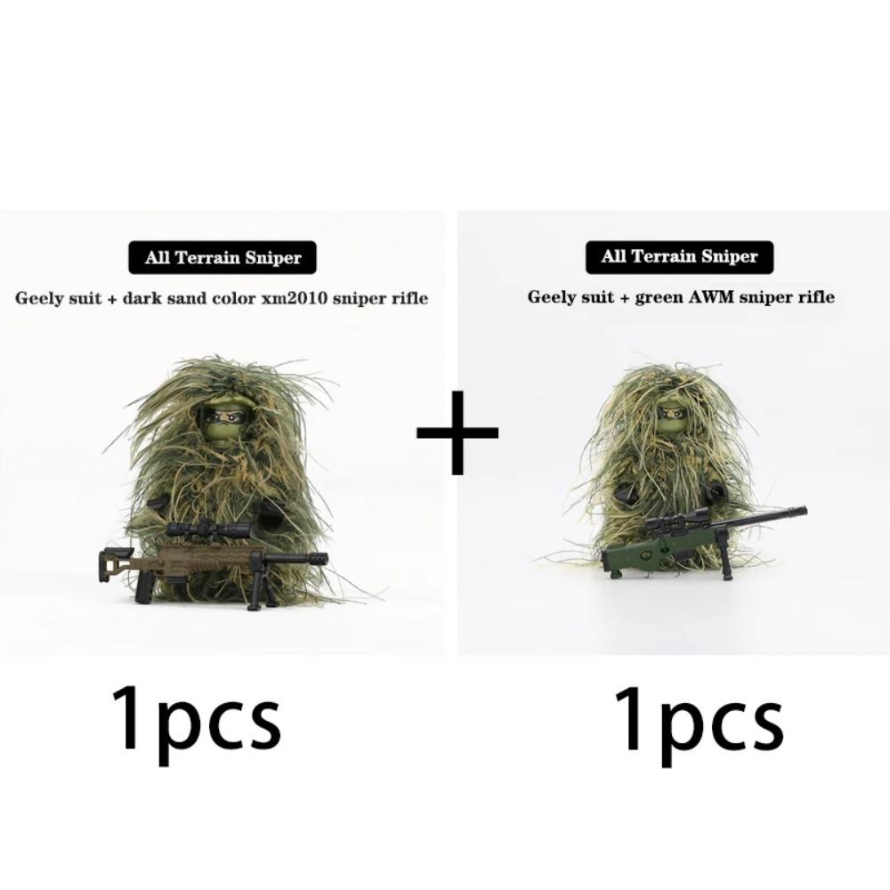 Military All-Terrain Sniper Camouflage Clothing Building Blocks Soldier Figures Weapon AWM Gun Parts MOC Game Bricks Kids Toys