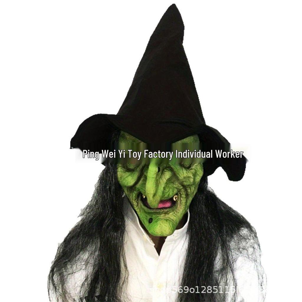 Halloween Scary Witch Hair Mask for Haunted House & Escape Room Costumes