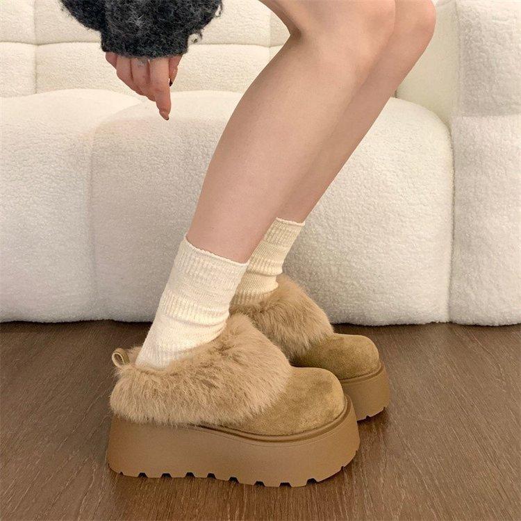 Толстоподошвенные пушистые туфли хлопковые туфли бархатные снежные Birkenstocks обувь носить зима новая сумка голова полутапочки