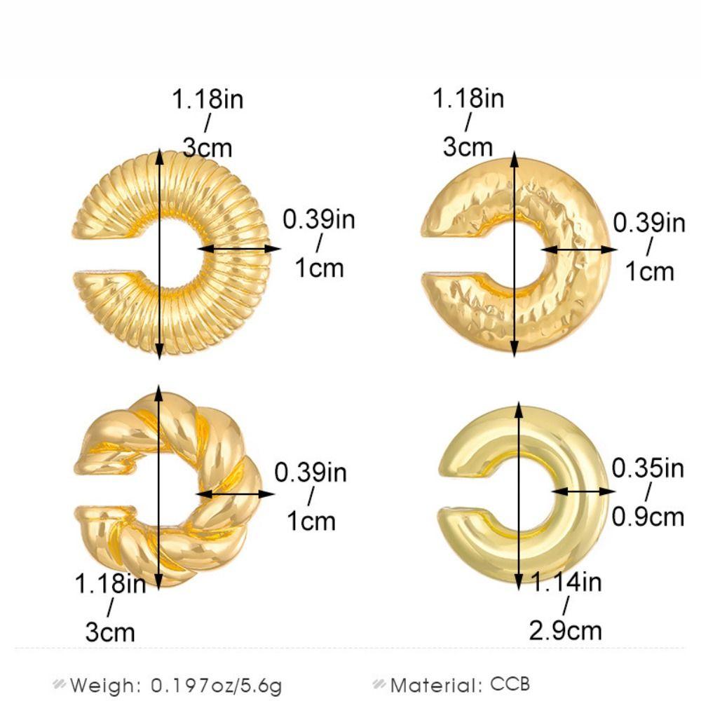 4 шт./набор C-образные клипсы для серег Глянцевые хрящевые каффы для ушей Винтажные ювелирные аксессуары Женские