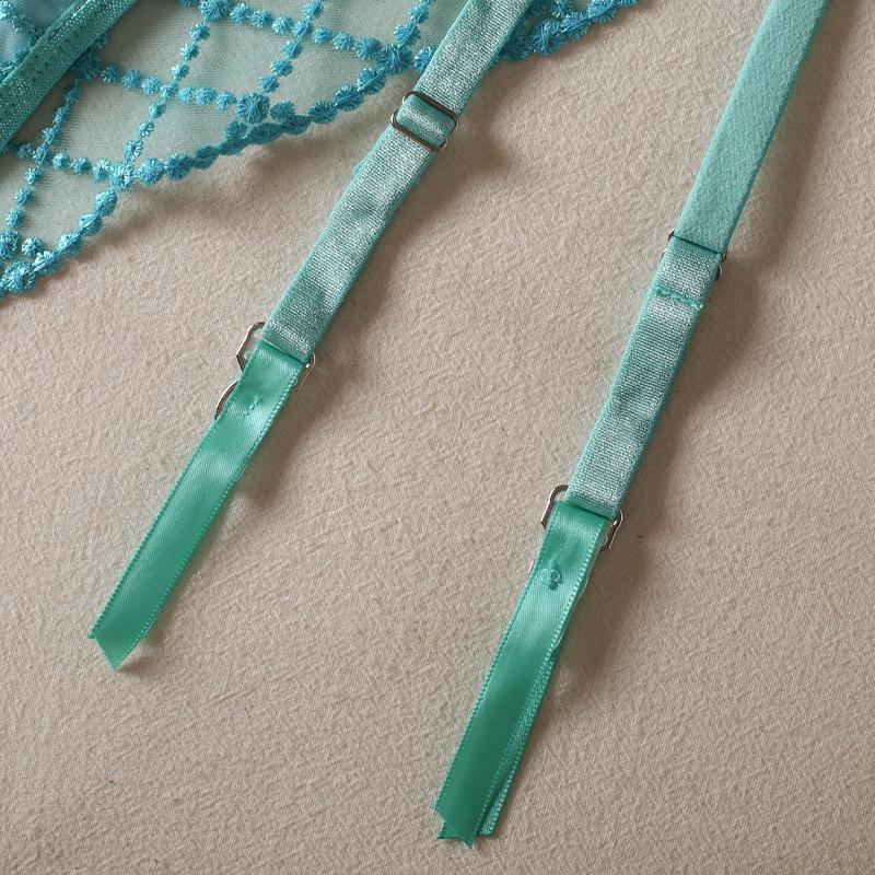 Комплект кружевного бюстгальтера-слинга цвета «озеро голубое»: Трендовый европейский и американский 3-компонентный с поддержкой из стали