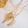 3-Layer Conch Seashell Imitation Pearl Charm Statement Necklace for Women Bohemia Gold Color Chain Dazzling Summer Beach Jewelry