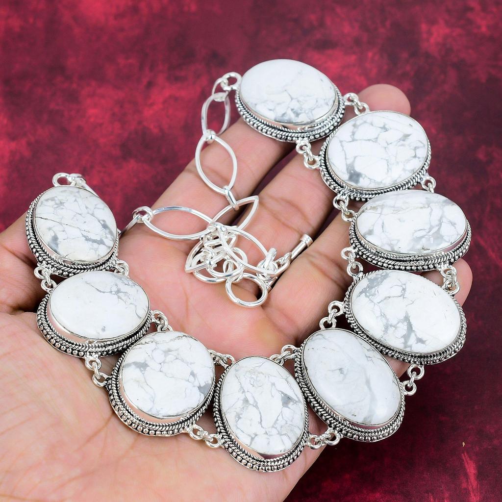Howlite Necklace, 925 Solid Sterling Silver Jewelry, Gemstone Jewelry, Handmade Necklace, For Wedding Gift
