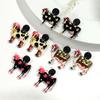 Cute Flower Cow Acrylic Print Earrings for Women Girls New Cartoon Hat Boot Cattle Animals Drop Earring Lovely Jewelry Gifts