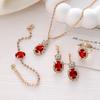 European & American Trendy Diamond Teardrop Jewelry Set: Necklace, Ring, Bracelet, Earrings