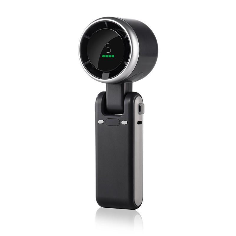 High-Speed Turbo Handheld Fan with Digital Display, Portable Foldable Design, Neck-Hanging Feature - Southeast Asia Bestseller N607.