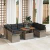 10-Piece Garden Sofa Set with Grey Cushions Poly Rattan 3358113