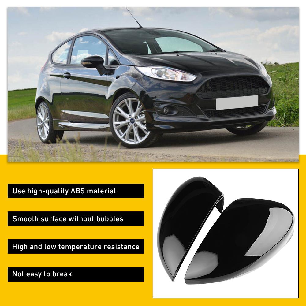 2 шт., чехол для зеркала заднего вида для Ford Fiesta MK7 2008-2017, аксессуары, черная боковая дверь, ветровая крышка зеркала заднего вида, автомобиль