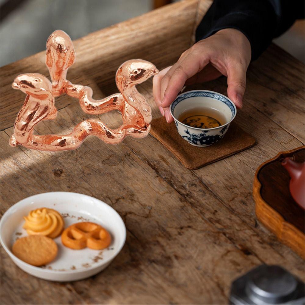 Triangle Crystal Ball Metal Base Dragon Snake Sphere Display Holder Snake Year Ornament  Home Decor