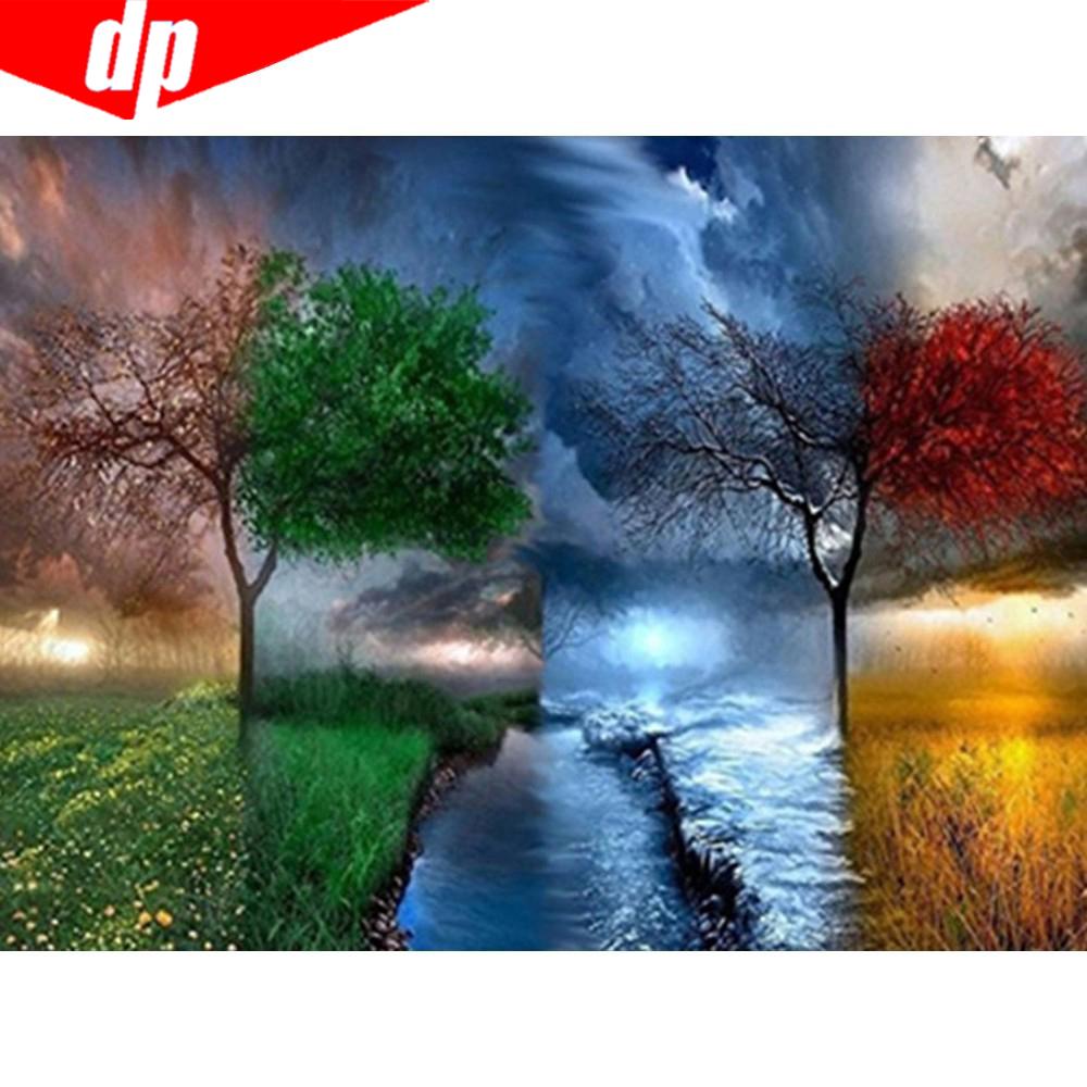 5D DIY Diamond Painting Embroidery Four Season Tree Diamond Mosaic Cross Stitch