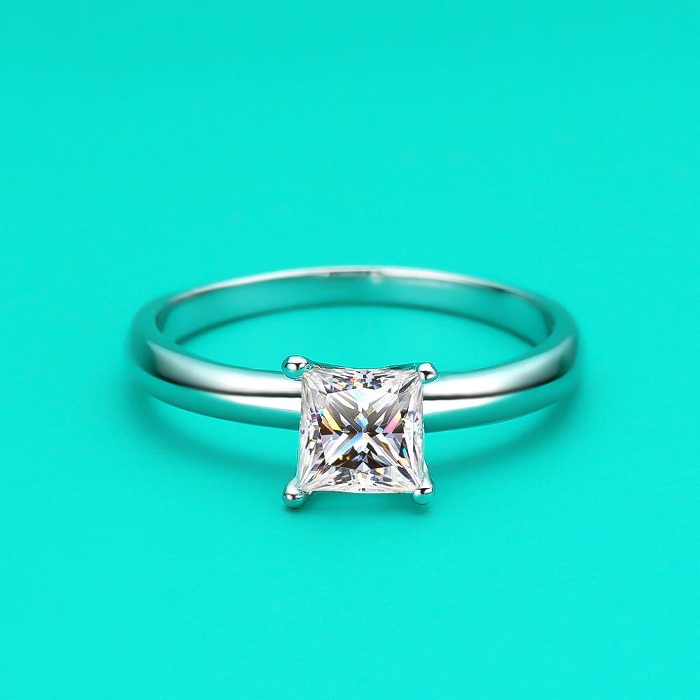 РУЧКА 1 карат, кольцо с муассанитом принцессы, стерлинговое серебро s925, с покрытием из 18-каратного белого золота, обручальные кольца Eternity Band для женщин