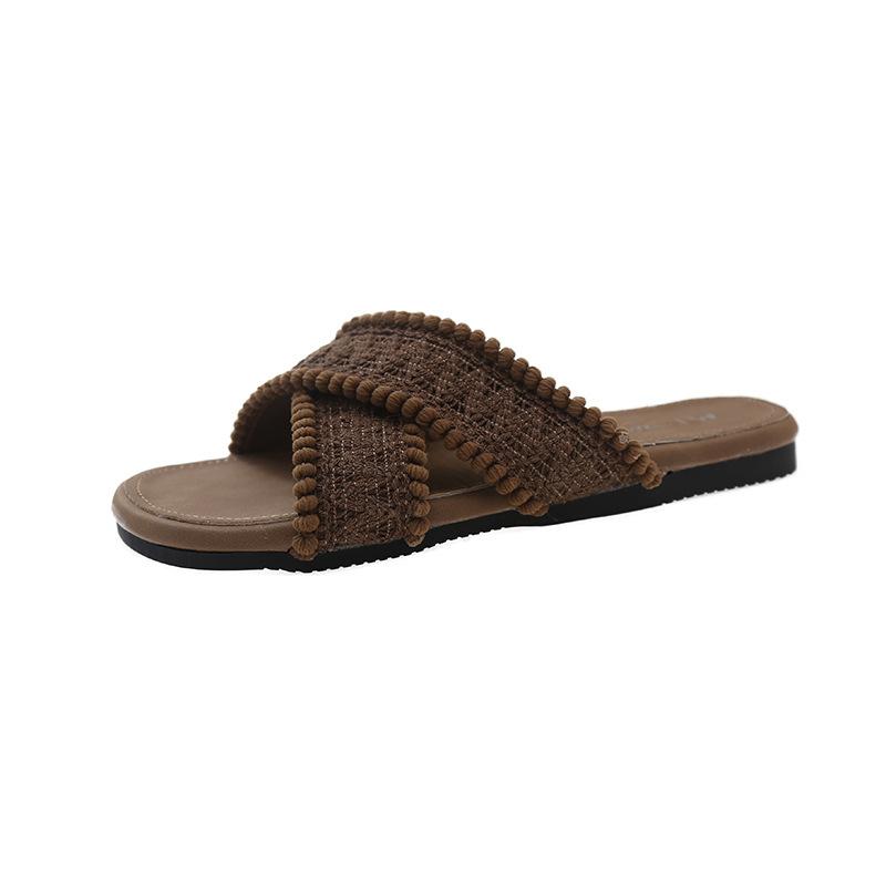 Летние плоские тапочки женские уличные туфли Cross One Word Drag женские удобные сандалии для отдыха женские модные женские летние дышащие туфли