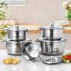 5Pcs Casserole Pan Set Pot Set with Lid Pasta Pot with Handles Kitchen Induction Pot Kitchen Cookware Set for Home Restaurant