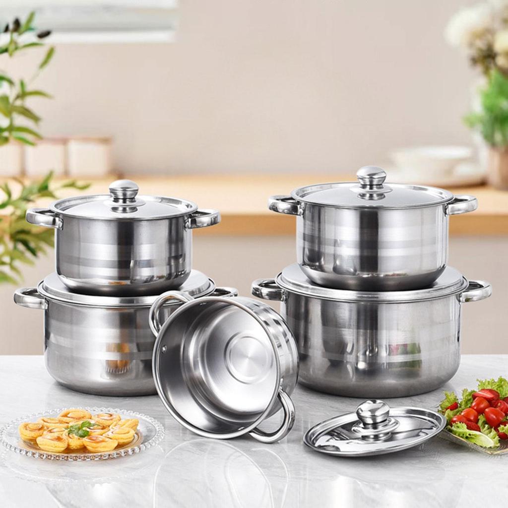 5 шт. Набор кастрюль с крышкой, кастрюля для пасты с ручками, индукционная кастрюля для кухни, набор кухонных принадлежностей для домашнего ресторана