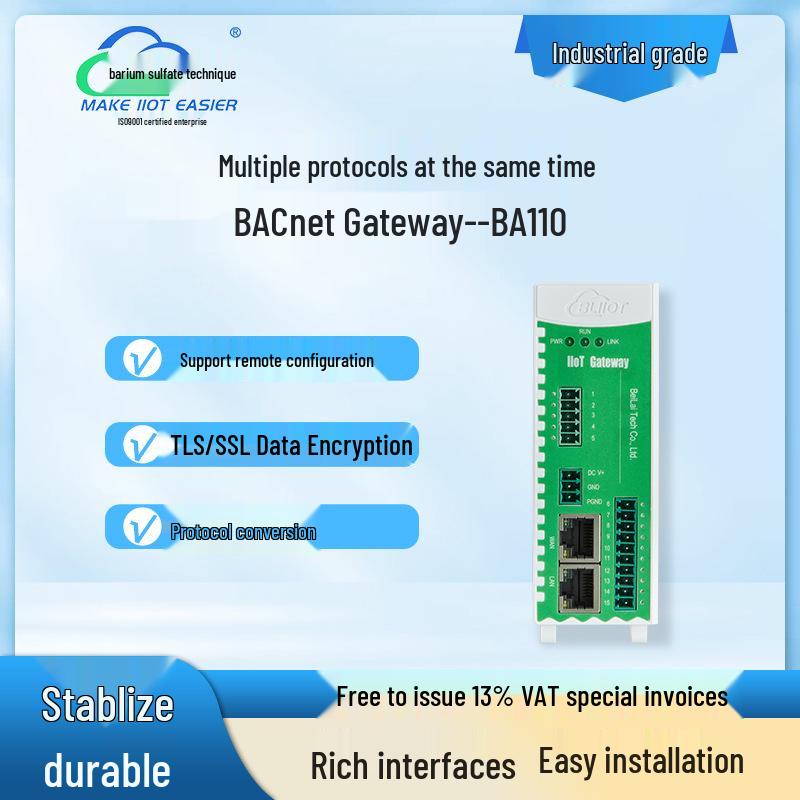 Barium Rhenium BA110 Gateway: Modbus, DL/T645 & More Protocols to BACnet Automation with 6 Serial Ports