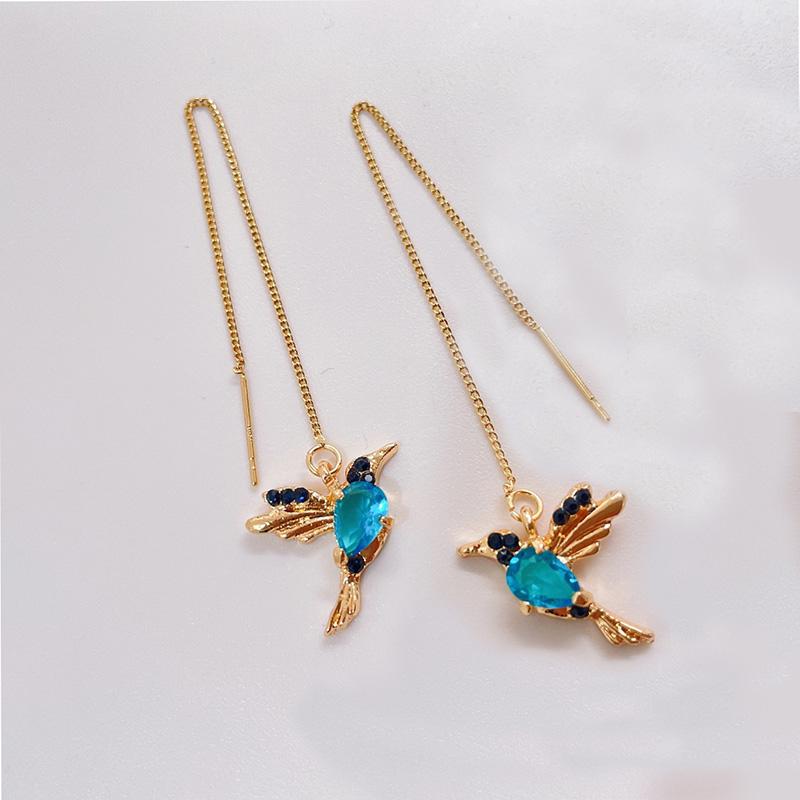 Длинные подвесные серьги с маленькой птицей для женщин, элегантные серьги с кисточками для девочек, стильные ювелирные изделия, индивидуальный подарок