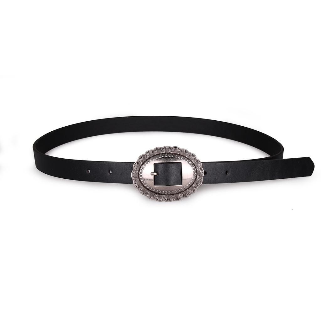 New Exquisite Oval Retro Engraved Buckle Casual Women's Belt