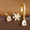 3PCS Vintage Water Drop Earrings Sets for Women Ladies Stainless Steel Zircon Huggies Cartilage Piercing Earring Fashion Jewelry