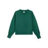 Solid Color Small Logo Crew Neck Pullover Comfortable Long Sleeve Sweatshirt Women Sweatshirt Forest-Green IY6755