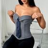 Sexy Vest Off Shoulder Fake Lapel Tie Decor Sleeveless Tank Tops Wrap-Around Design Slim Fit Three-dimensionally Tailored Women Tops