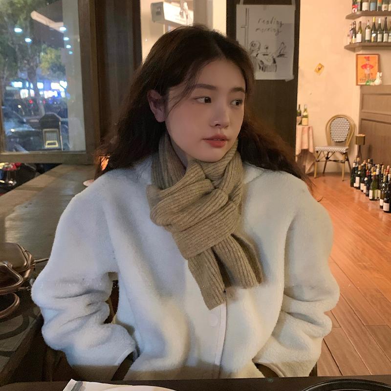 Короткий шарф-крест для женщин Зимний теплый шерстяной вязаный шарф Студенческий корейский стиль Парный стиль На все случаи жизни