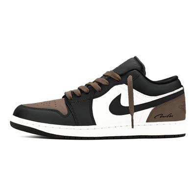 Air Jordan 1 Low Винтажные Баскетбольные Кроссовки Унисекс Черно-Бело-Коричневые 553560-081(Team1820-2.0)