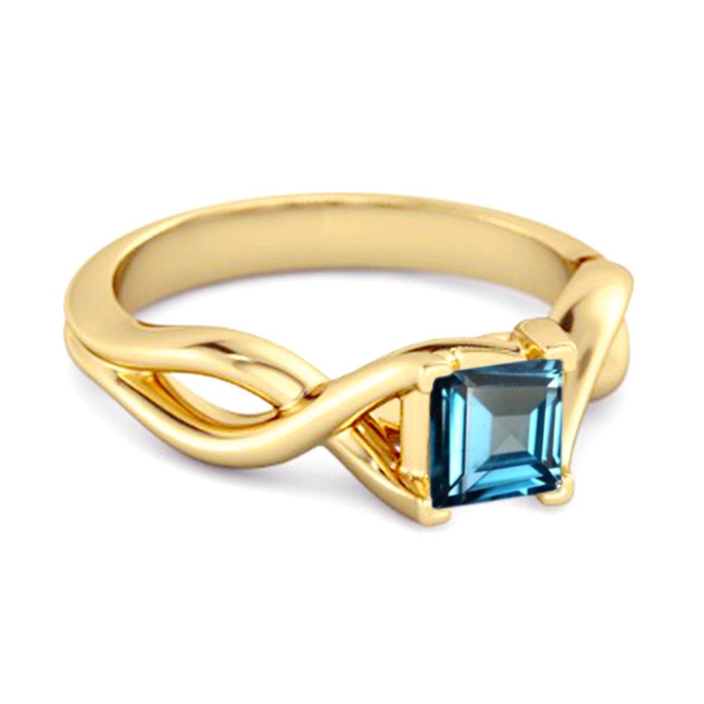 London Blue Topaz Twisted Vine Band Ring - 925 Sterling Silver Gold Vermeil