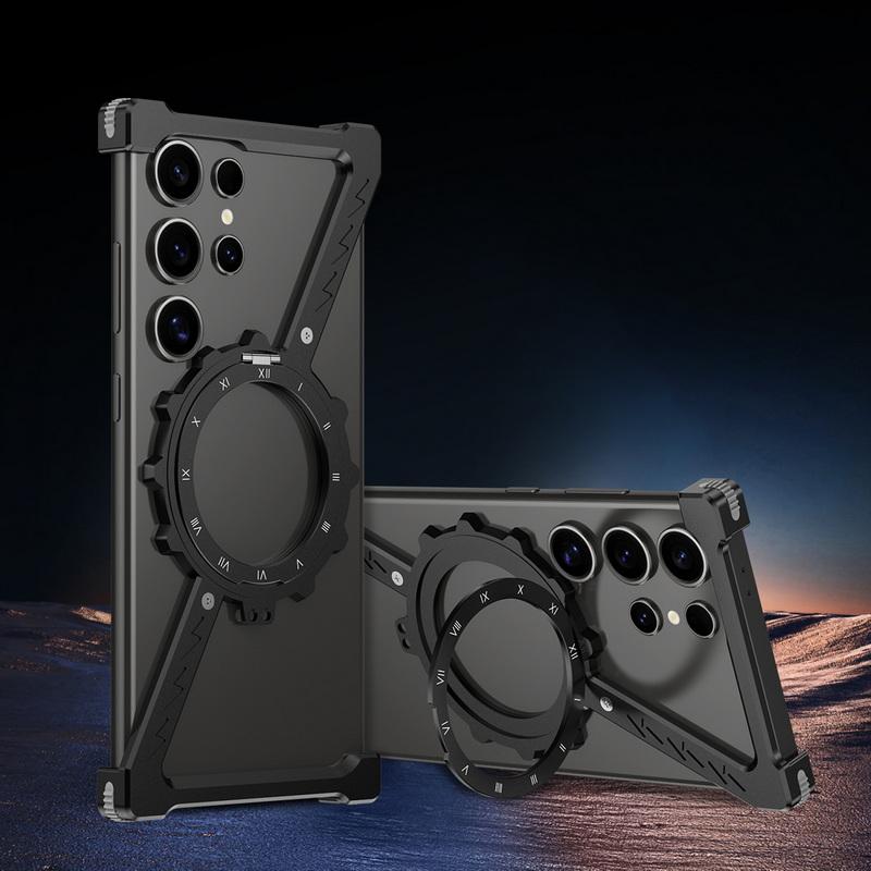 Z Shape Aluminum Alloy Frameless Magnetic Bracket Phone Case For Samsung S25 S24 Ultra S23 Ultra S22 Ultra Shockproof for Magsafe Cover