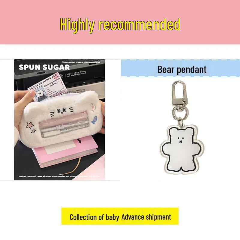 Плюшевый синий щенок пенал - Вместительная сумка для студенческих канцелярских принадлежностей с окошком