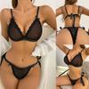 Women's Fashion Sexy StrapsTwo-Piece Suit Solid Color Wireless Bra Sexy Underwear Panties