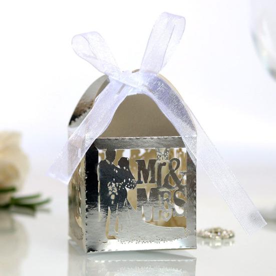 20 шт., коробки для конфет с бабочкой и вырезом, шоколадный футляр для г-на и г-жи на свадьбе