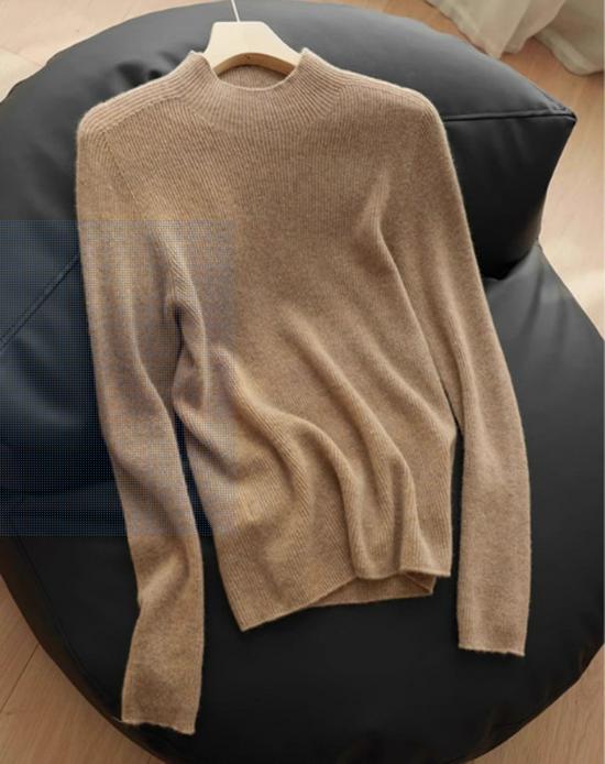 Женский бесшовный облегающий свитер из чистой шерсти с полувысоким воротом - базовый слой для осени/зимы