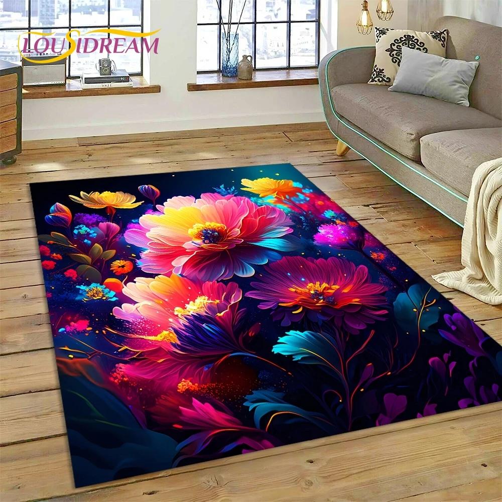 3D Dream Sun Flowers Nordic Daisy Rug Ковер для гостиной Спальня Домашний декор, Нескользящее украшение для дивана Коврик Подарки для детей