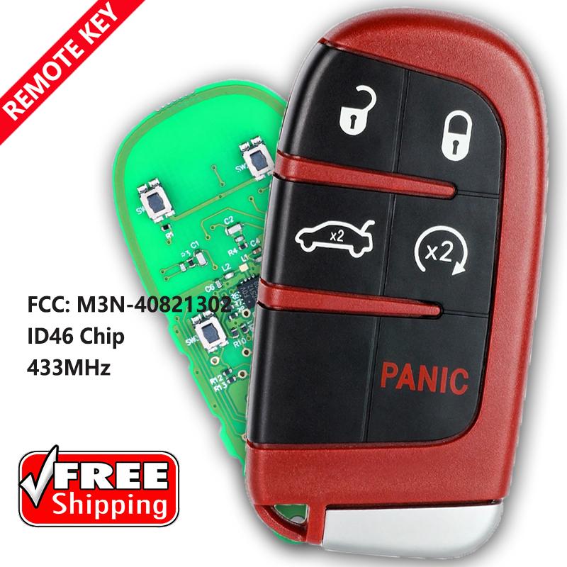 DIYKEY red 433MHz ID46 M3N-40821302 Smart Remote Car Key Fob for Chrysler 300C Dodge Charger Journey Challenge Dart Durango
