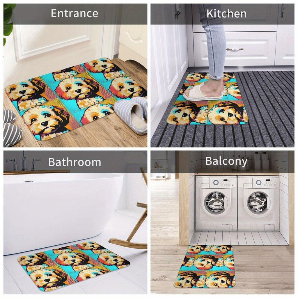 1PC Teddy Dog Pattern Door Mats Kitchen Rugs Non-Slip Pop arts design Bedroom Rugs Bath Mat Carpet for Home Sink Laundry Decor