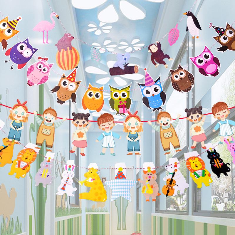 Разноцветный Мультяшный Гирлянда-Флажки для Детского Дня Рождения или Украшения Торгового Центра