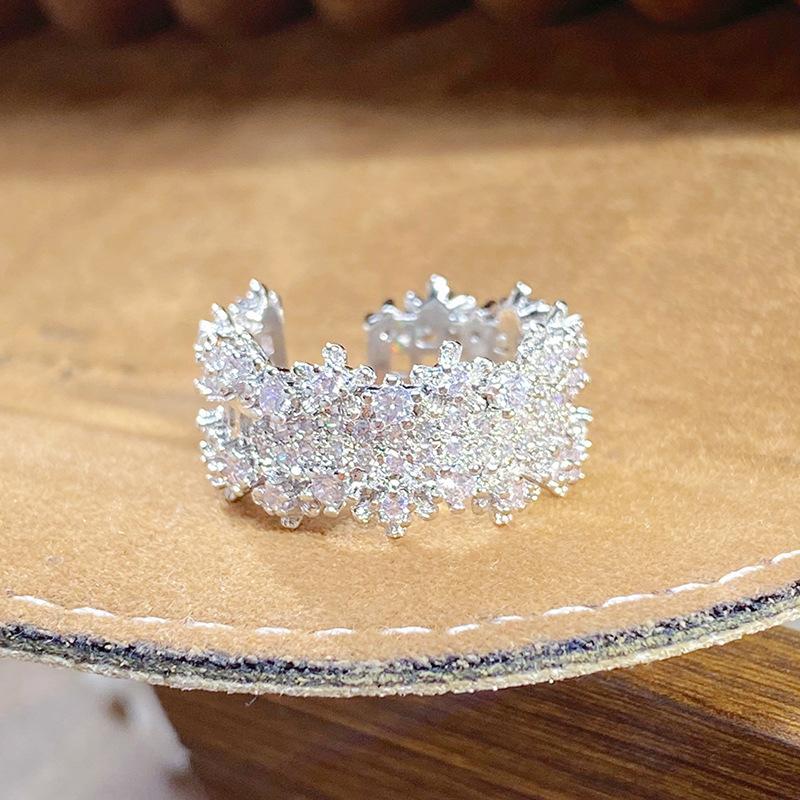 Взрывной Лед Бриллиант Цыганская Звезда Полный Бриллиантов Цир*****Пен Кольцо Нишевое Изысканное Легкая Роскошь Высококлассное Кольцо Женщина