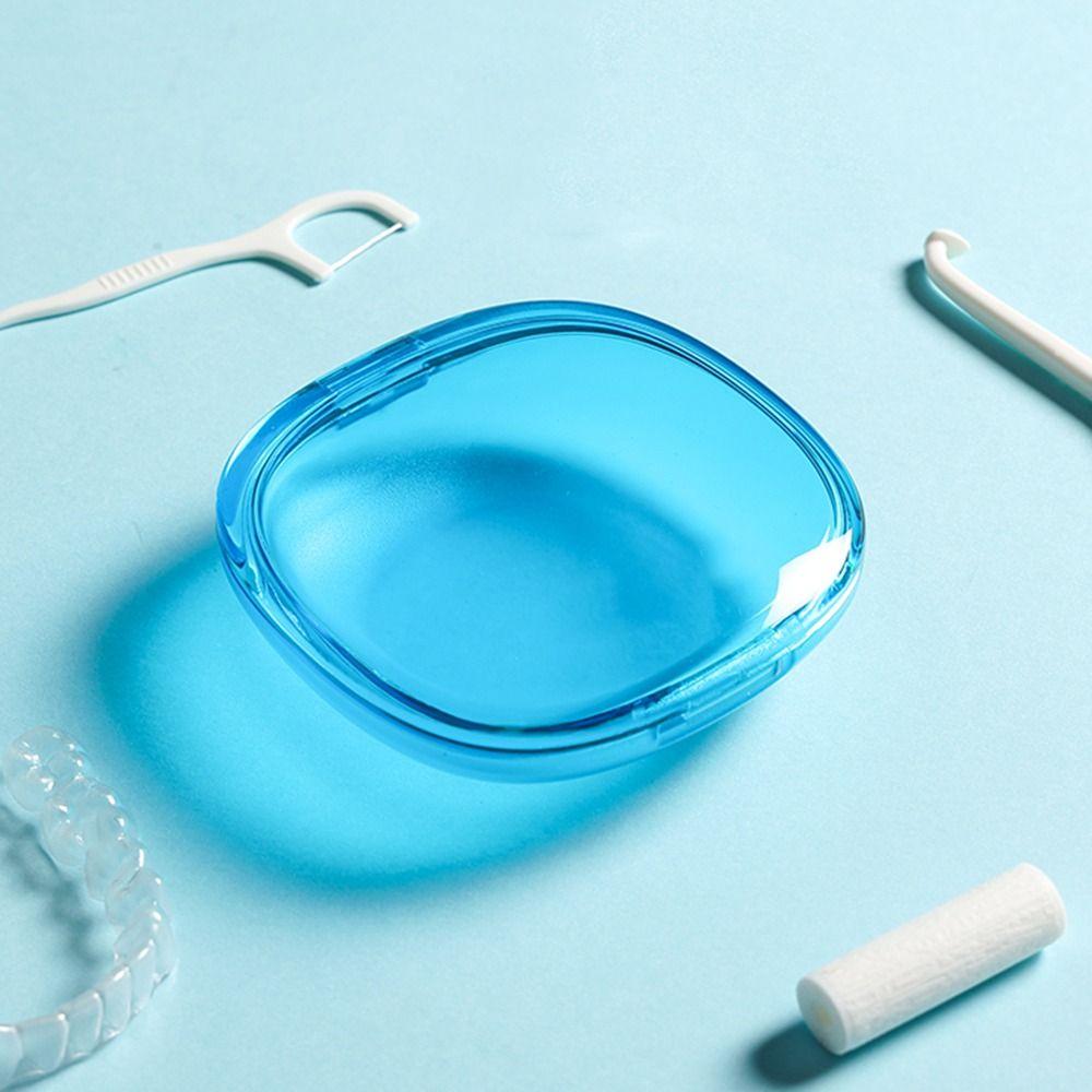 Square Dental Retainer Box Transparent Mouth Guard Container False Denture Boxes Dental Supplies