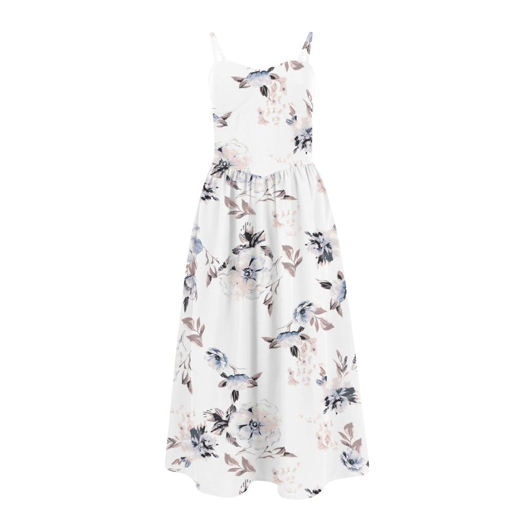 Women's Summer Sexy A-hem Mid-length Dress Slim Waist Suspender Skirt For Women