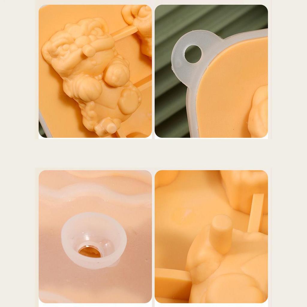 Ice Molds 3D Lion Whiskey Ice Mold Tray 4-Grid Cube Maker Tool Non-Stick Reusable For Bourbon Whiskey Juice Cocktails Drinks