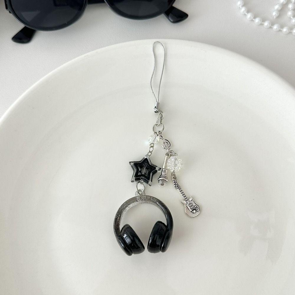 Bags Decoration Earphone-shaped Keychain Glitter Microphone Pendant  Backpack Charms