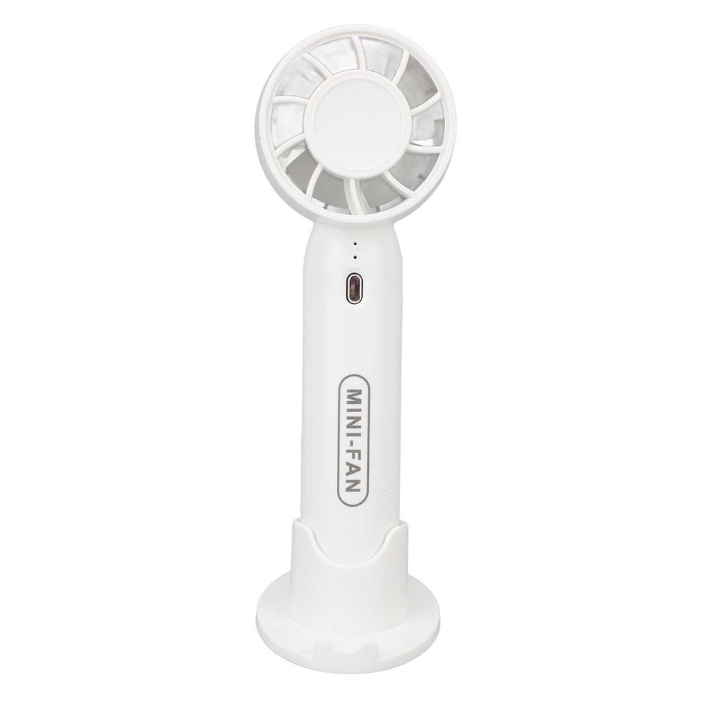 Portable Handheld Fan USB Rechargeable 3 Wind Speeds Safe Turbo Mini Fan for Outdoor Travel Camping White